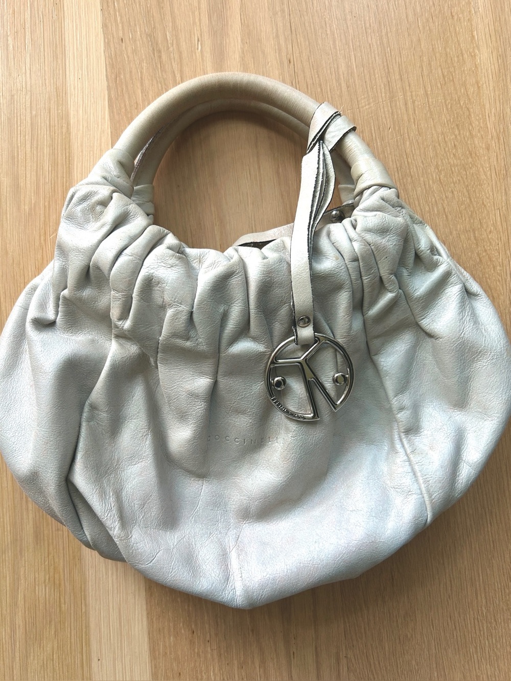 Vintage Coccinelle Ruched Leather Hobo Bag Y2K Croissant
